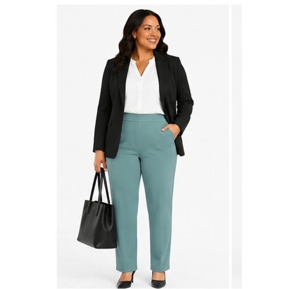 Isaac Mizrahi Live Crepe Knit Straight Leg Pants Pale Pine 1XP Petite NWOT